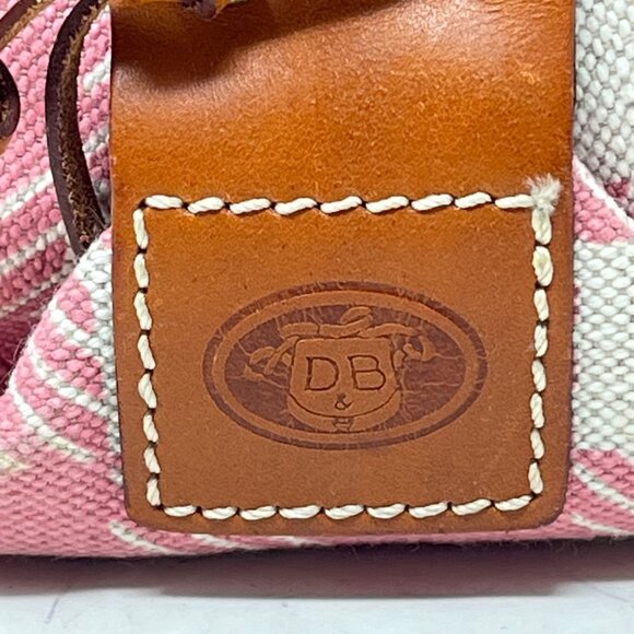 Dooney & Bourke Pink & Beige Checkered Canvas Tote Bag With Leather‎ Accents - Picture 7 of 15